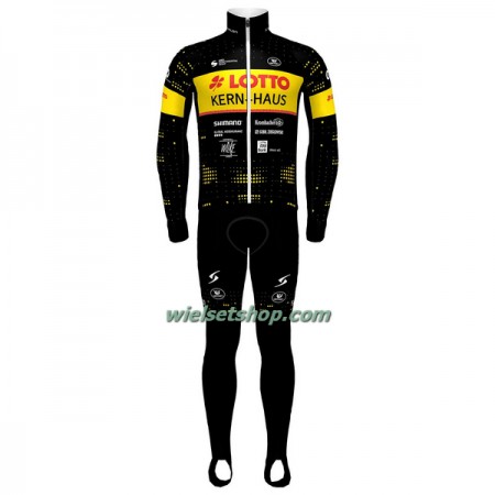 Fietskleding (Fietsshirt Lange Mouw + Lange Koersbroek) 2023 Lotto-Kern Haus - Geel Zwart